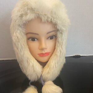 Vintage Genuine Polar Fox Fur Aviator Women’s Hat OS